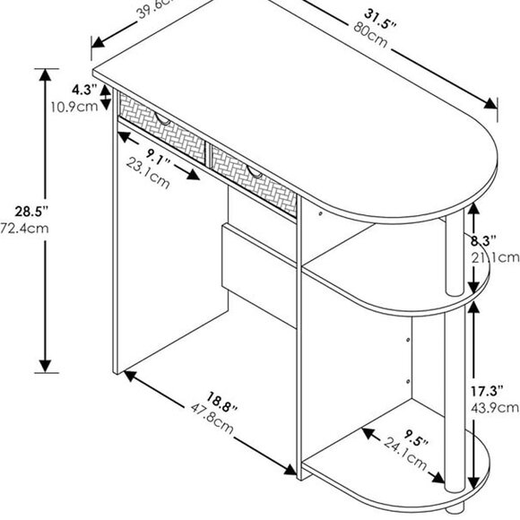 New Home Laptop Notebook Computer Desk/Table with 2 Drawer Bins,Black/Dark Brown - Picture 4 of 6